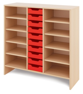 Skriňa X + malé kartónové kontajnery - CLASSICAL - Farba: Červená