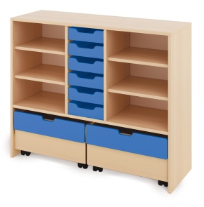 Skriňa L + malé kartónové kontajnery a truhly - CLASSICAL - Farba: Modrá