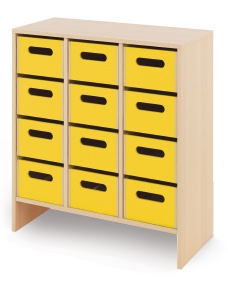 Cabinet L + large wooden containers - CLASSICAL - Barva: Žlutá