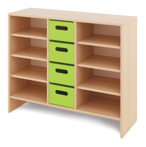 Skriňa L + veľké drevené kontajnery - CLASSICAL - Farba: Zelená