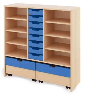 Skriňa X + malé drevené kontajnery a truhlice - CLASSICAL - Farba: Modrá