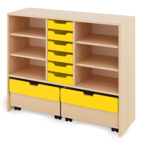 Cabinet L + small cardboard containers and chests - CLASSICAL - Barva: Žlutá