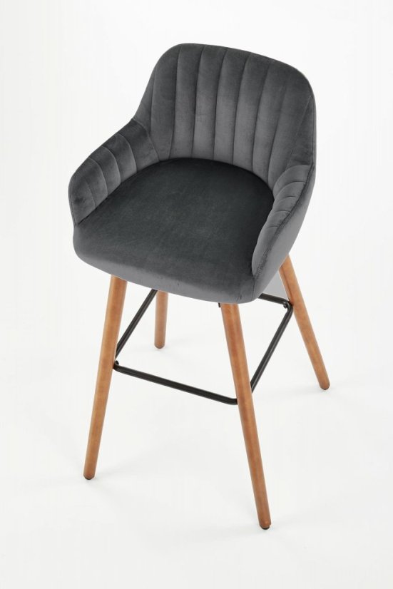 Barová stolička- H93- Orech/ Tmavo šedá