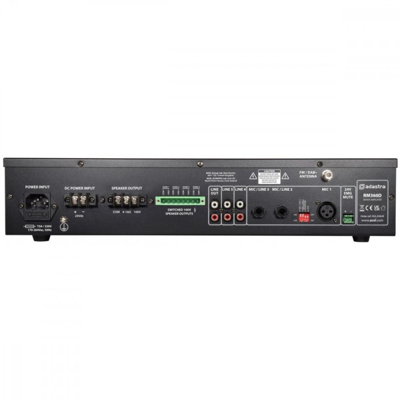 Adastra RM360D, 100V mixážní 4-zónový zesilovač, FM/DAB+, BT, USB/SD