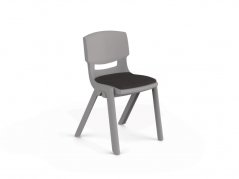 Učitelská plastová židle šedá, čalouněná
