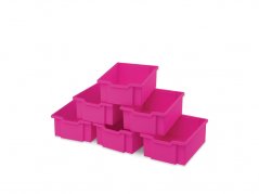 Plastové boxy velké - růžová - 6 ks