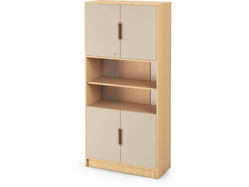 Vysoká skříň s dvířky a zámkem - Typ C OPTIMA - Béžová