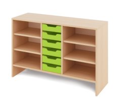 Compact cabinet with small wooden containers KLASIKO