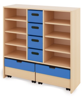 Skriňa X + veľké kartónové kontajnery a truhlice - CLASSICAL - Farba: Modrá