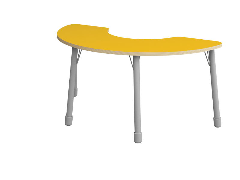 Výškovo nastaviteľný stôl polkruh - Žltá - Veľkosť výškovo staviteľná: 1-3
