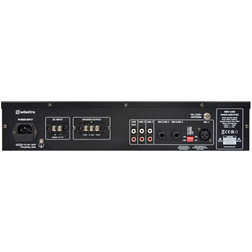 Adastra RMC120D, mixážní zesilovač 204W CD/BT/USB/SD/DAB/FM