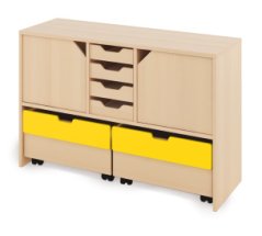 Skriňa M + malé kartónové kontajnery, dvierka a truhlice - CLASSICAL