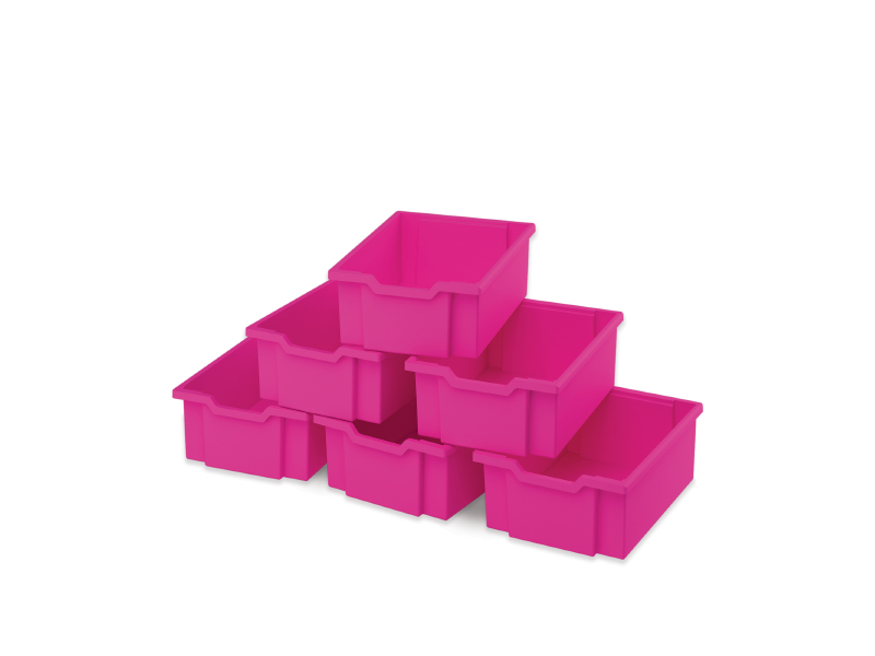 Large plastic boxes - pink - 6 pcs