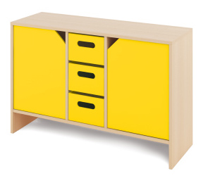 Cabinet M + large wooden containers and doors - CLASSICAL - Barva: Žlutá