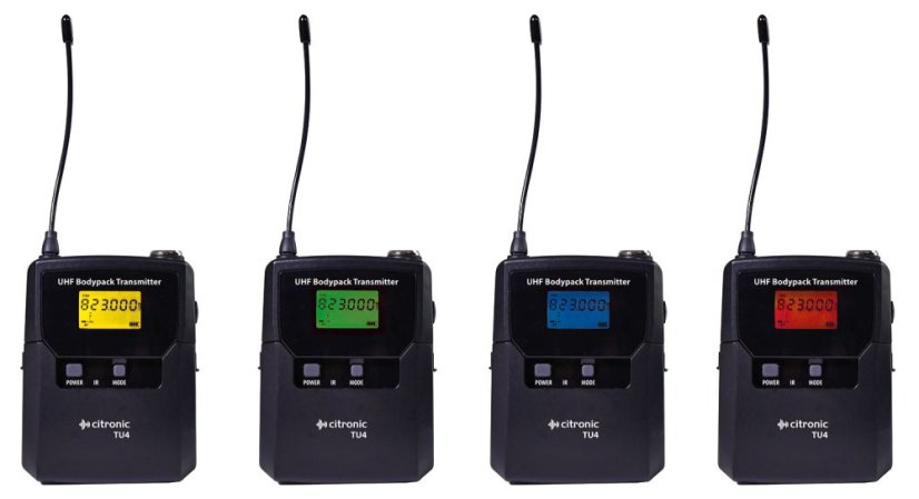 Citronic TU4 Quad PLL, laditelný UHF set s bodypacky