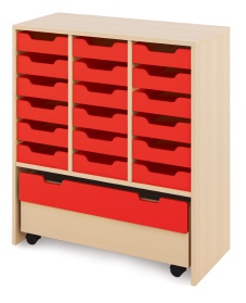 Cabinet L + small wooden containers and chest - CLASSICAL - Barva: Červená