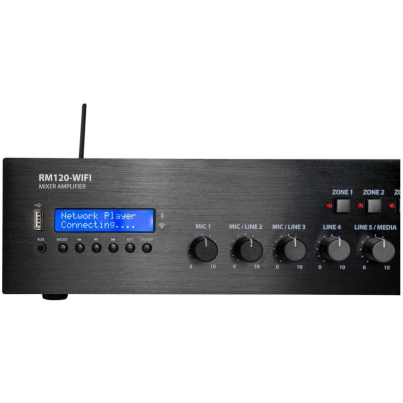 Adastra RM120-WIFI, 100V mixážní 4-zónový zesilovač, RM-WiFi/BT/USB