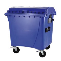 Plastový kontajner s plochým vekom 1100 l. - modrý
