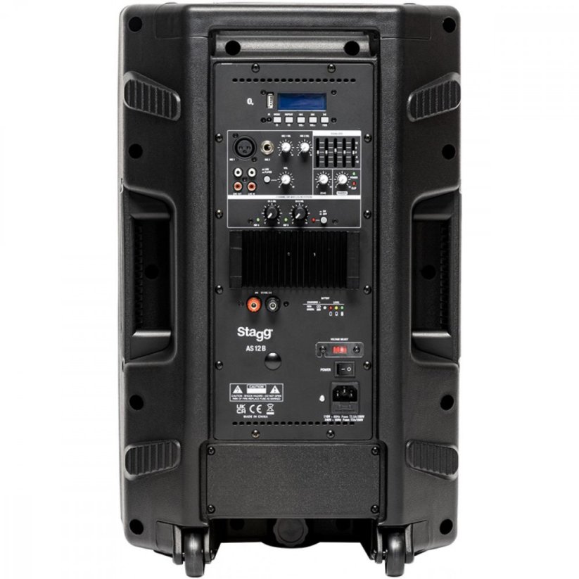 Stagg AS12B, mobilní 12" zvukový systém MP3/BT/USB/TWS/2x UHF, 150W