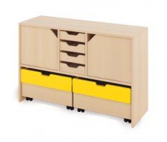 Skriňa M + malé drevené kontajnery, dvierka a truhlice - CLASSICAL