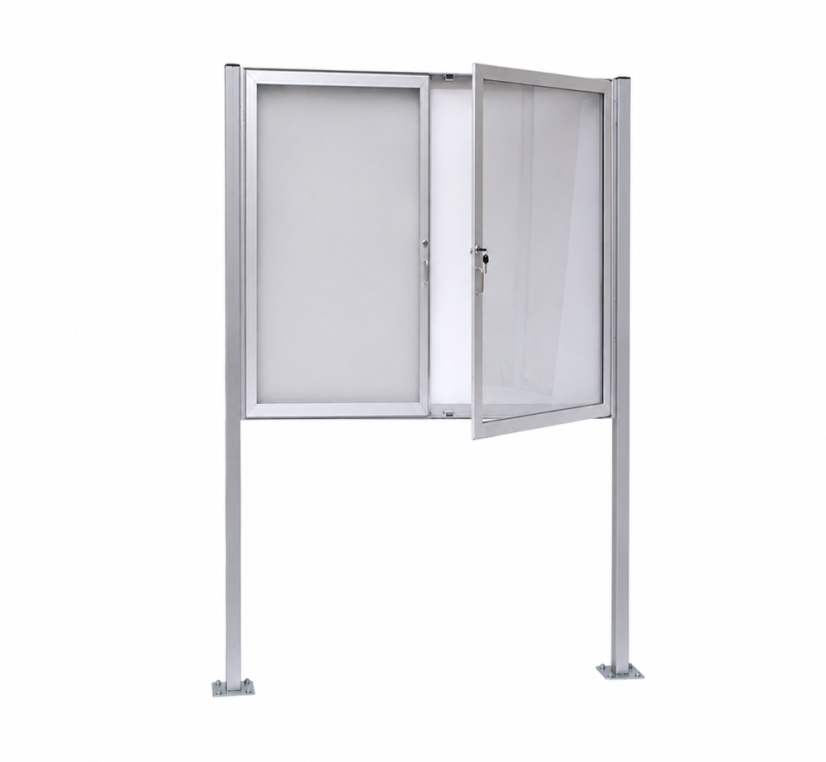 Dvojkrídlová vitrína na stojnách - Hloubka: 6 cm, Rozmer: V 100 × Š 195 cm (24x A4)