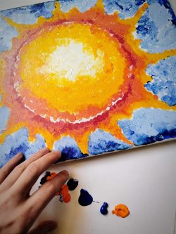 Prstové barvy - sluníčko