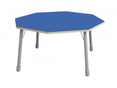 Výškovo nastaviteľný stôl osemuholník - Modrá