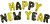 Súprava fóliových balónikov "HAPPY NEW YEAR", farba zlatá, čierna