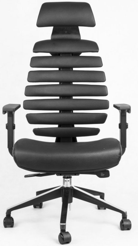 kancelářská židle FISH BONES PDH černý plast, černá koženka PU580165