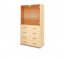 Vysoká skříň NATURO skleněné dveře a šuplíky (více barev) - Dekor: Buk