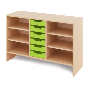 Cabinet M + small cardboard containers - CLASSICAL - Barva: Zelená