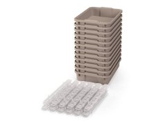 Malé plastové boxy s pojezdy- OPTIMA- Béžová (12 ks.)