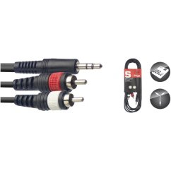 Stagg SYC3/MPS2CM E, kabel mini stereo JACK/2x RCA, 3m