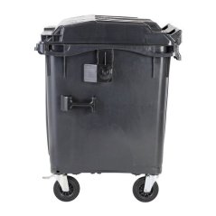 Plastový kontajner s plochým vekom 1100 l. - čierny