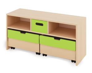 Skříň S + velký dřevěný kontejner a truhly - CLASSICAL - Barva: Zelená