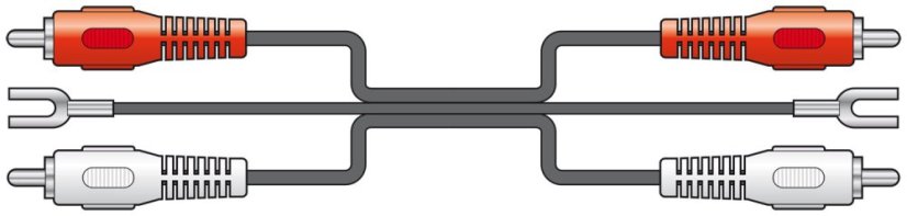 AV:link kábel RCA 2x samec - 2x samec, s uzemňovacím vodičom, 1.2m