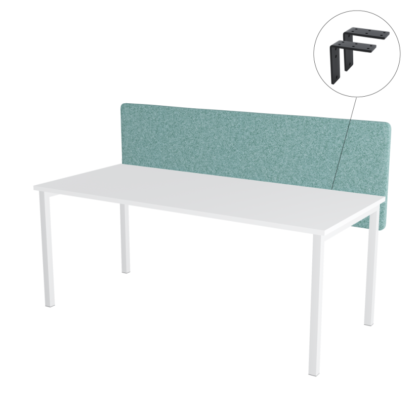 Paraván na stůl tyrkysový OFYS (160x65 cm) 80% vlna - Uchycení paravánu: Volné přišroubování - šedá barva