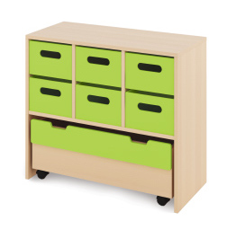 Cabinet M + large cardboard containers and chest - CLASSICAL - Barva: Zelená