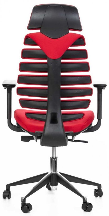 kancelářská židle FISH BONES PDH černý plast, 26-68 červená, 3D područky