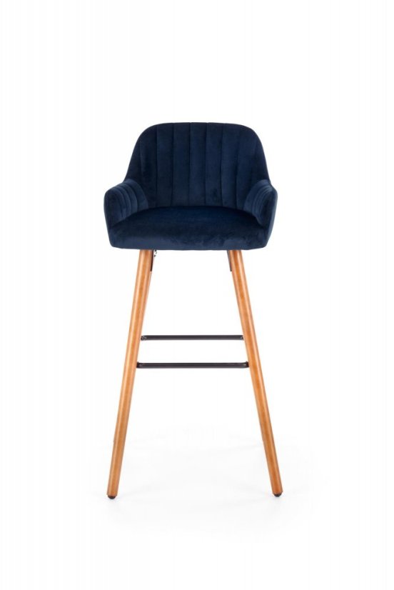 Barová stolička- H93- Orech/Tmavo modrá