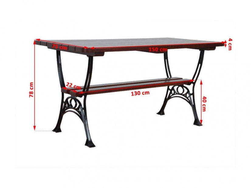 Cast iron table LARA (alder) - Shade: Cypress