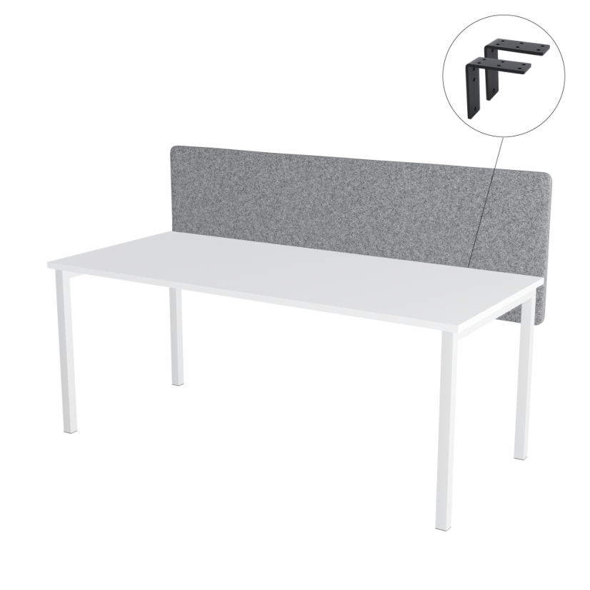 Paraván na stůl šedý OFYS (140x65 cm) 80% vlna - Uchycení paravánu: Volné přišroubování - černá barva