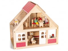 Domček pre bábiky s červenou škridlovou strechou