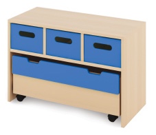 Cabinet S + large cardboard containers and chest - Yellow - CLASSICAL - Barva: Modrá