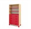 Vysoká skříň ORZE s policemi a zásuvkami (více barev) - Barva: Červená, Dekor: Buk