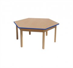 Dětský přírodní stůl BUK - šestiúhelník + barevná hrana