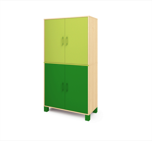 Vysoká skříň ORZE s dvěma páry dveří (více barev) - Barva: Zelená, Dekor: Buk
