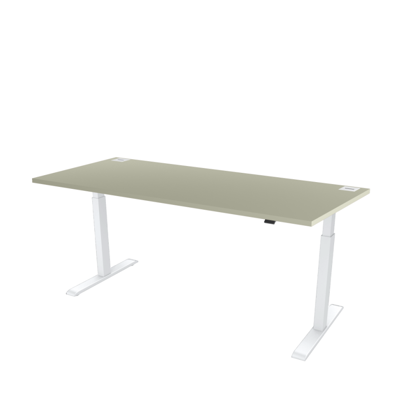 Výškově nastavitelný kancelářský stůl s šedou deskou OFYS (rozměr 70 x 140 cm) - Barva podnože: Bílá