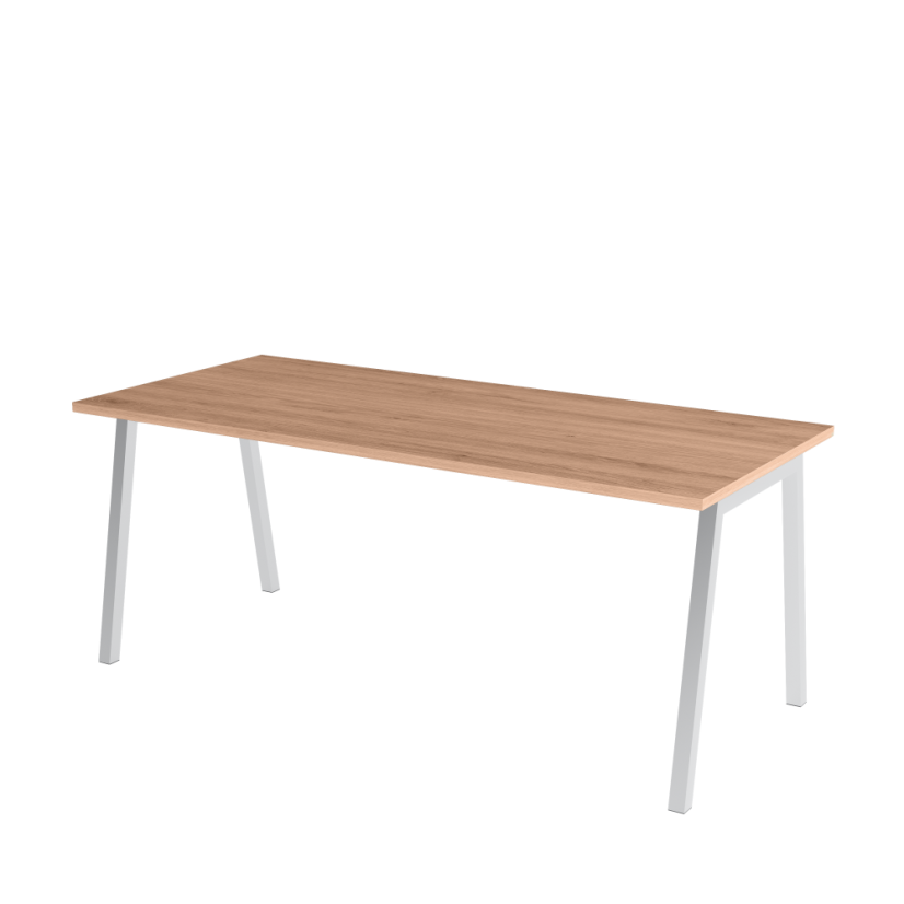 Office table with amber oak board OFYS A (dimensions 70 x 160 cm) - Frame color: Grey