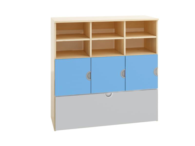 Shelving cabinet with doors and drawer CUBO (module 18)